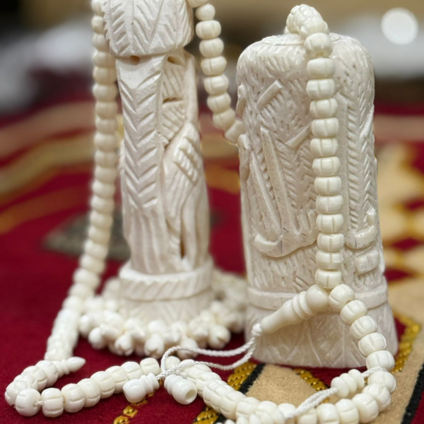 Camel Bone Tasbih Pair with Hand-Carved Pendants