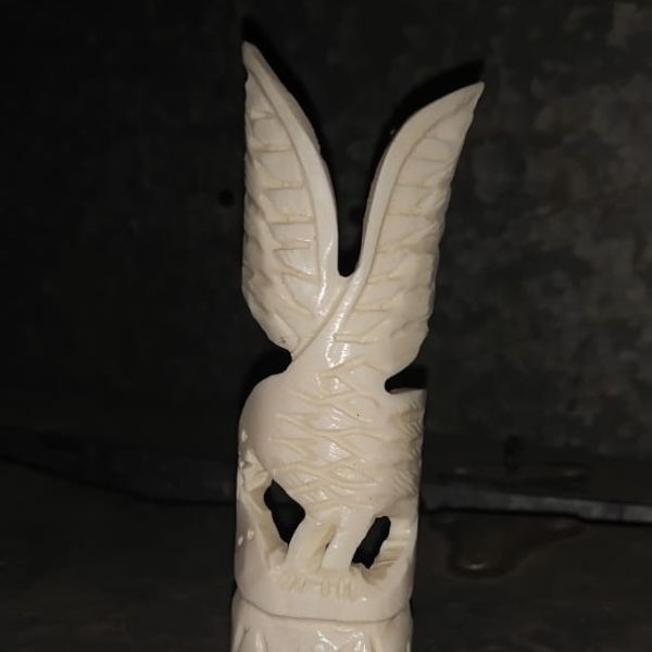 Camel Bone Carved Eagle Figurine – Spread Wing Design