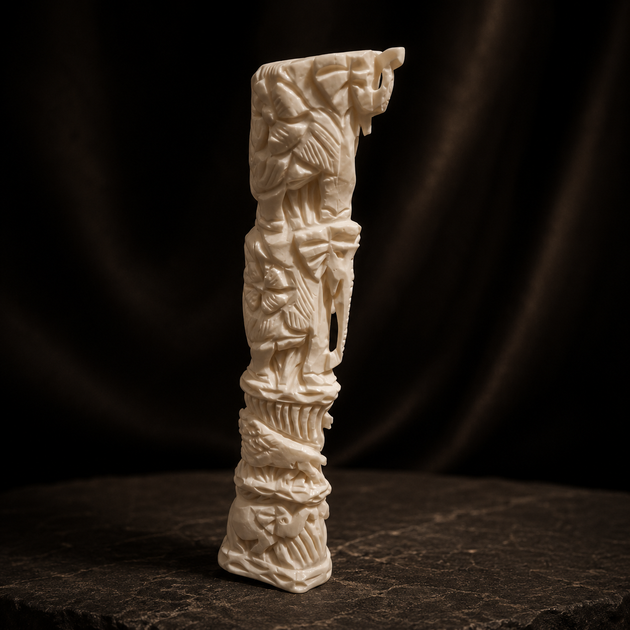 Camel Bone Carved Tribal Warrior Cylinder